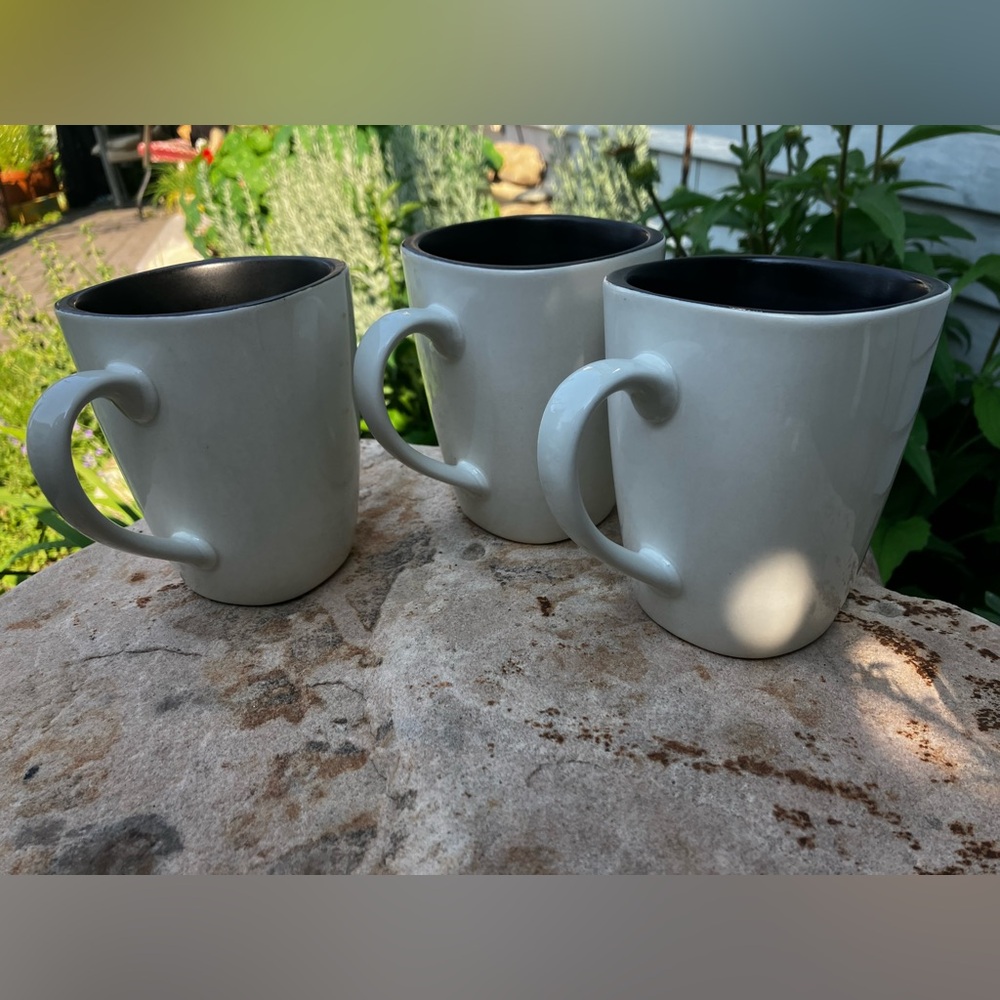 Set of 3 White Coffee Mugs